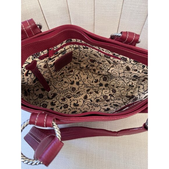Brighton Red Pebbled Leather Shoulder Tote Bag Rare Retired EUC - Picture 5 of 16